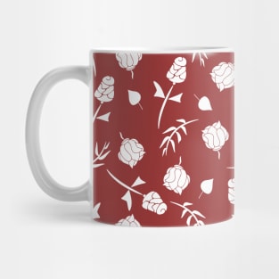 Pretty Red and White Roses Floral Pattern Mug